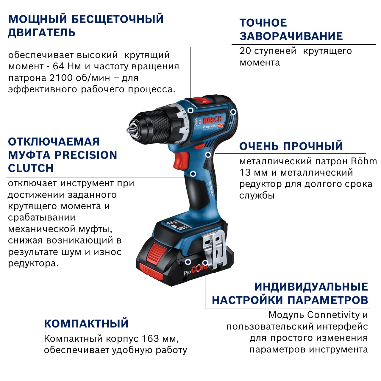 Аккумуляторная дрель-шуруповерт Bosch GSR 18V-90 C 06019K6000